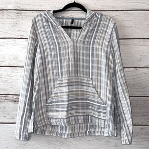 North River Striped Cotton Pullover Hoodie – Size Medium 🌊 Beach Vacation Lounge